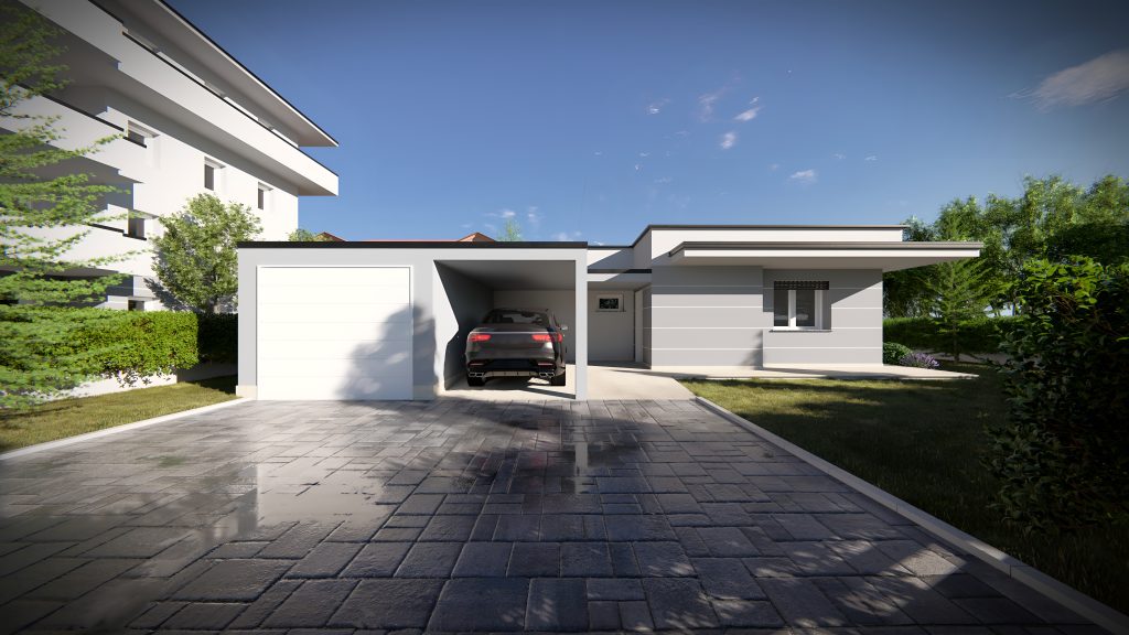 Posto auto Villa Meda Via Ferrara Posto auto esterno coperto della villa di Meda