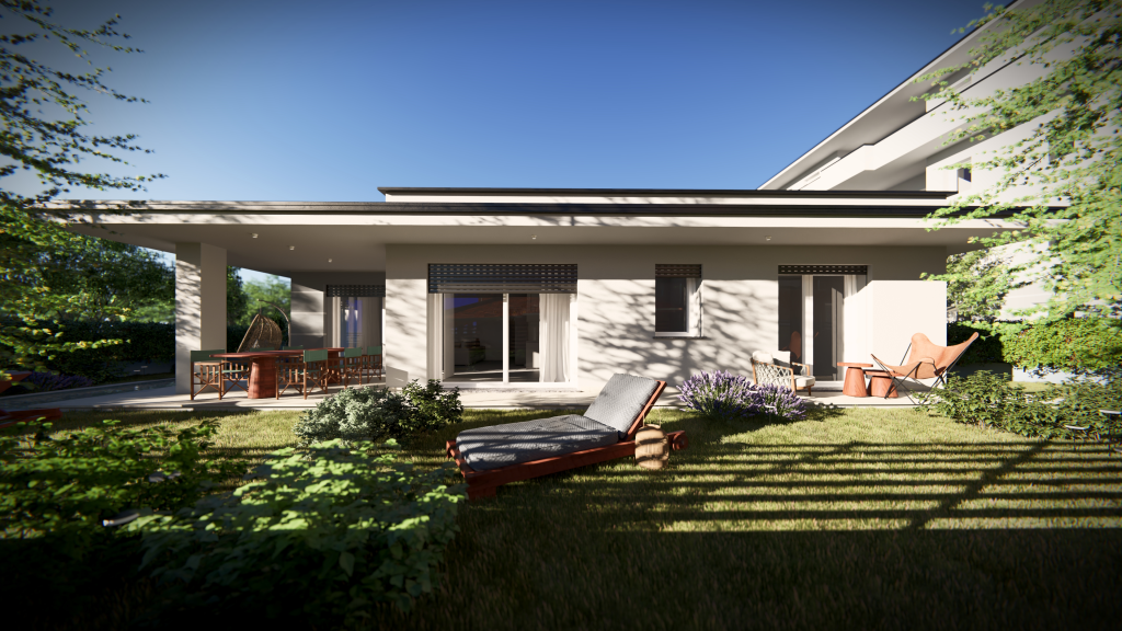 Villa Meda Via Ferrara Giardino esterno della villa con piscina a Meda