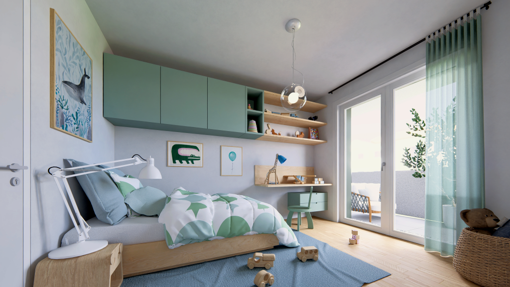 Cameretta - Seconda camera villa Monza Via Marelli Cameretta con vista sull'esterno della nuova villa a Monza in via marelli