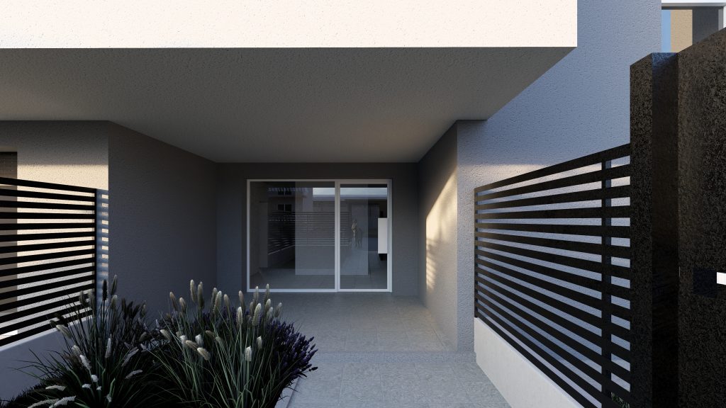 Ingresso Residenze Regina Margherita Macherio Ingresso moderno di una palazzina delle nuove costruzioni a Macherio in viale Regina Margherita